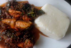 Pounded yam, fish & vegetables - Tracy