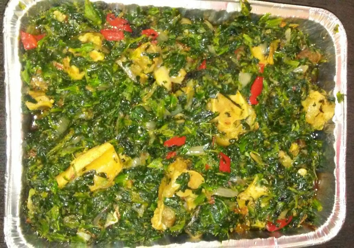 spinach-with-smoked-fish-tracy-s-kitchen-caterers